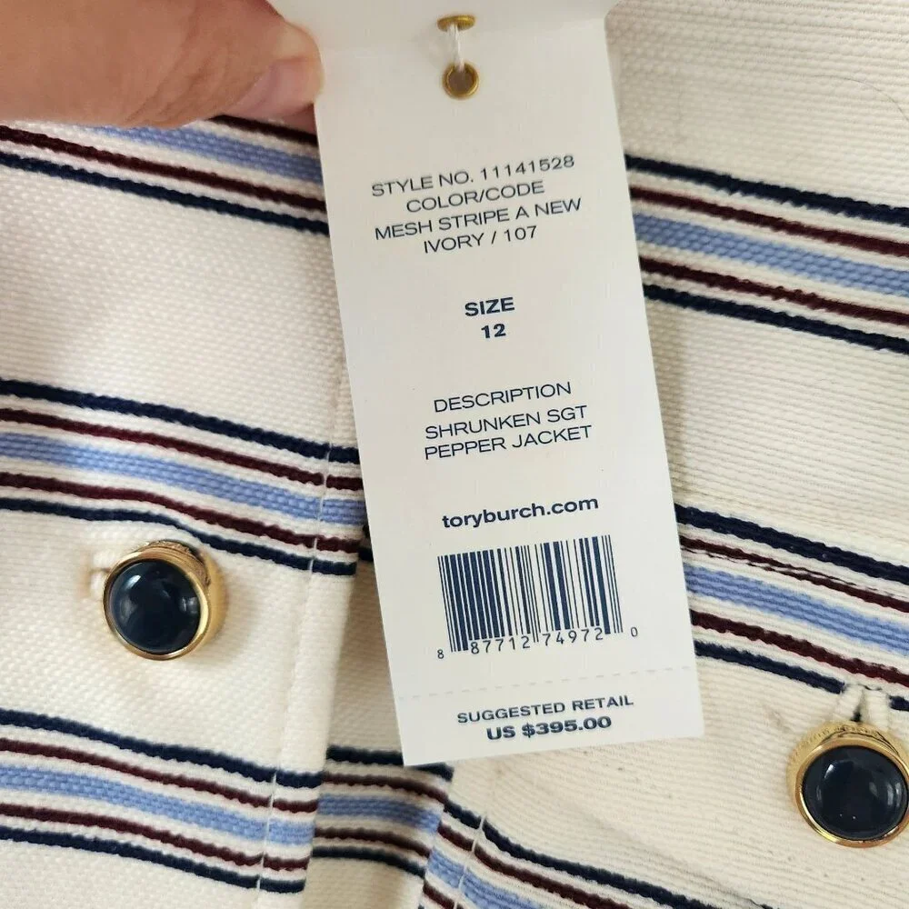 NWT Tory Burch Stripe Sgt Pepper Jacket Size 12